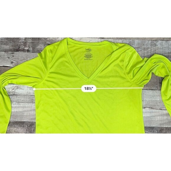 Danskin Now Neon Yellow Pullover Running Jogging LS Semi-Fitted Top sz L(12-14) - Picture 5 of 8